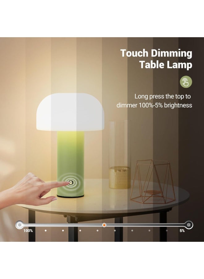 Portable cordless table lamp in a modern green design, 5200mAh battery lasting 24-49 hours, touch control for 3 color temperatures (warm 3000K, natural 4500K, white 6000K) and dimming, ideal for the kitchen, bedroom, camping or as a gift. - Image 4
